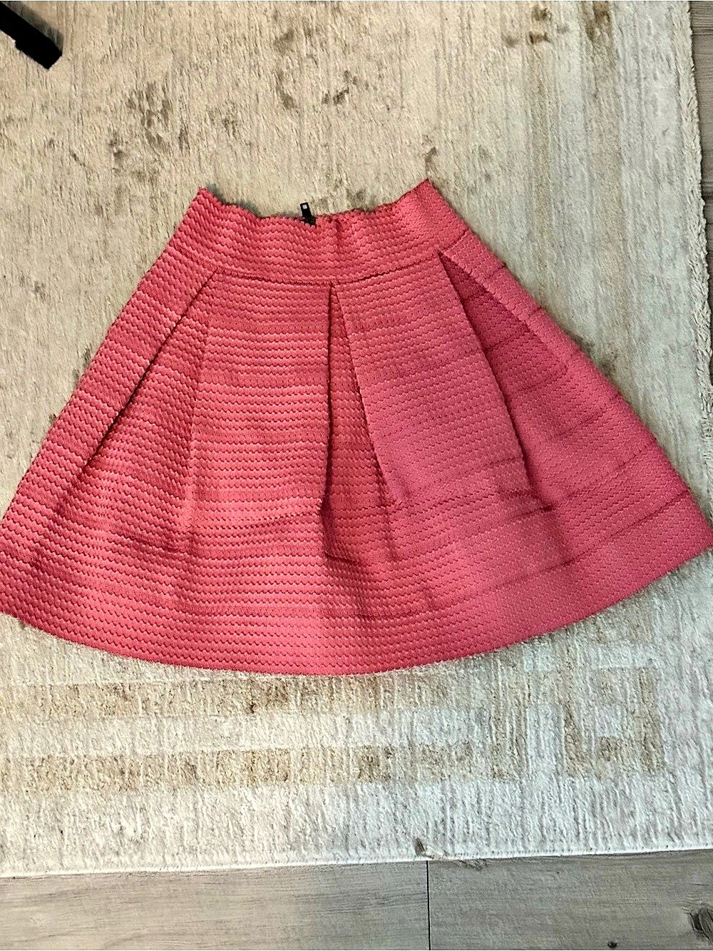 Devlin Textured Pleated Skater Skirt Pink Small